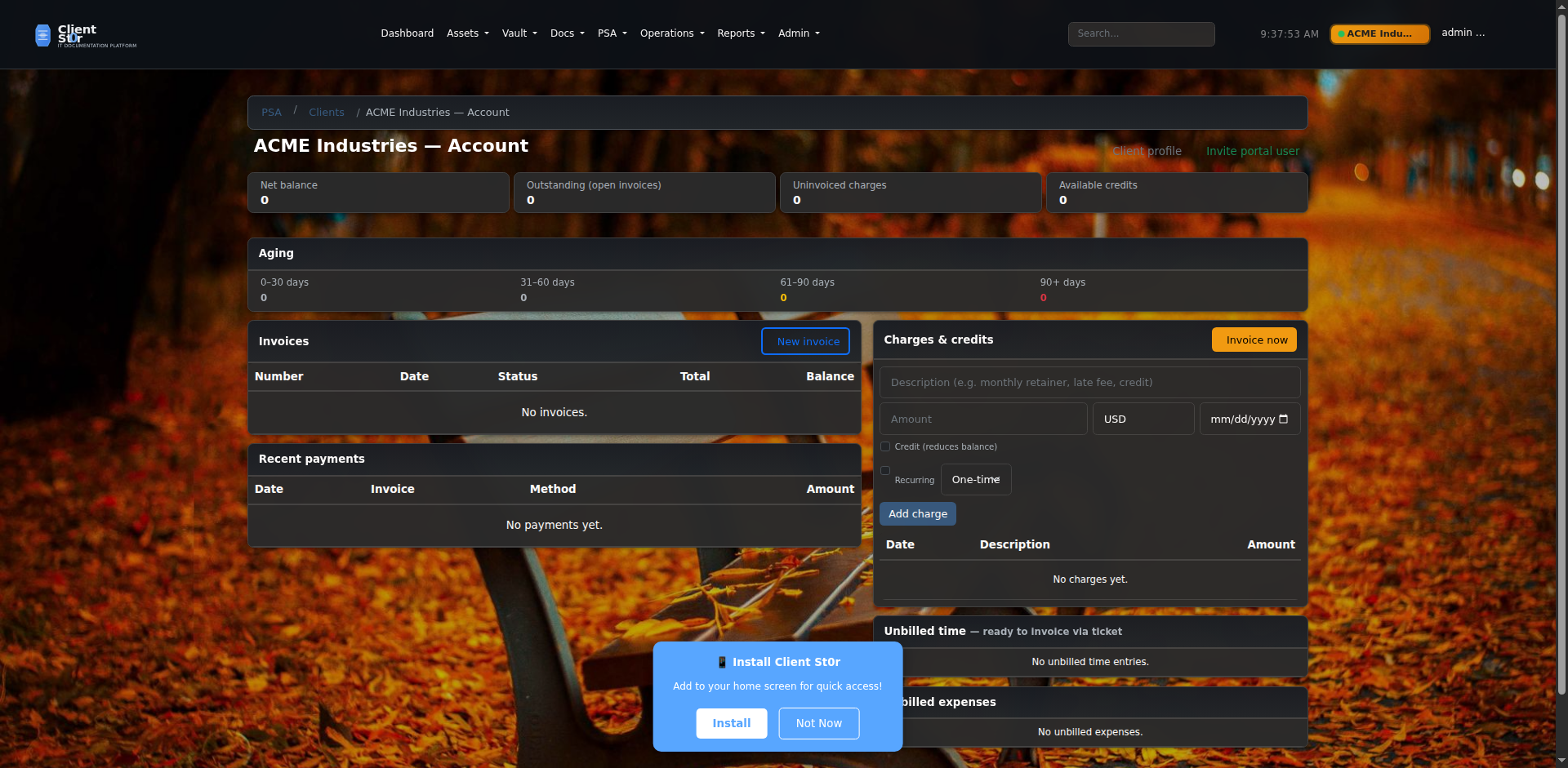Client account