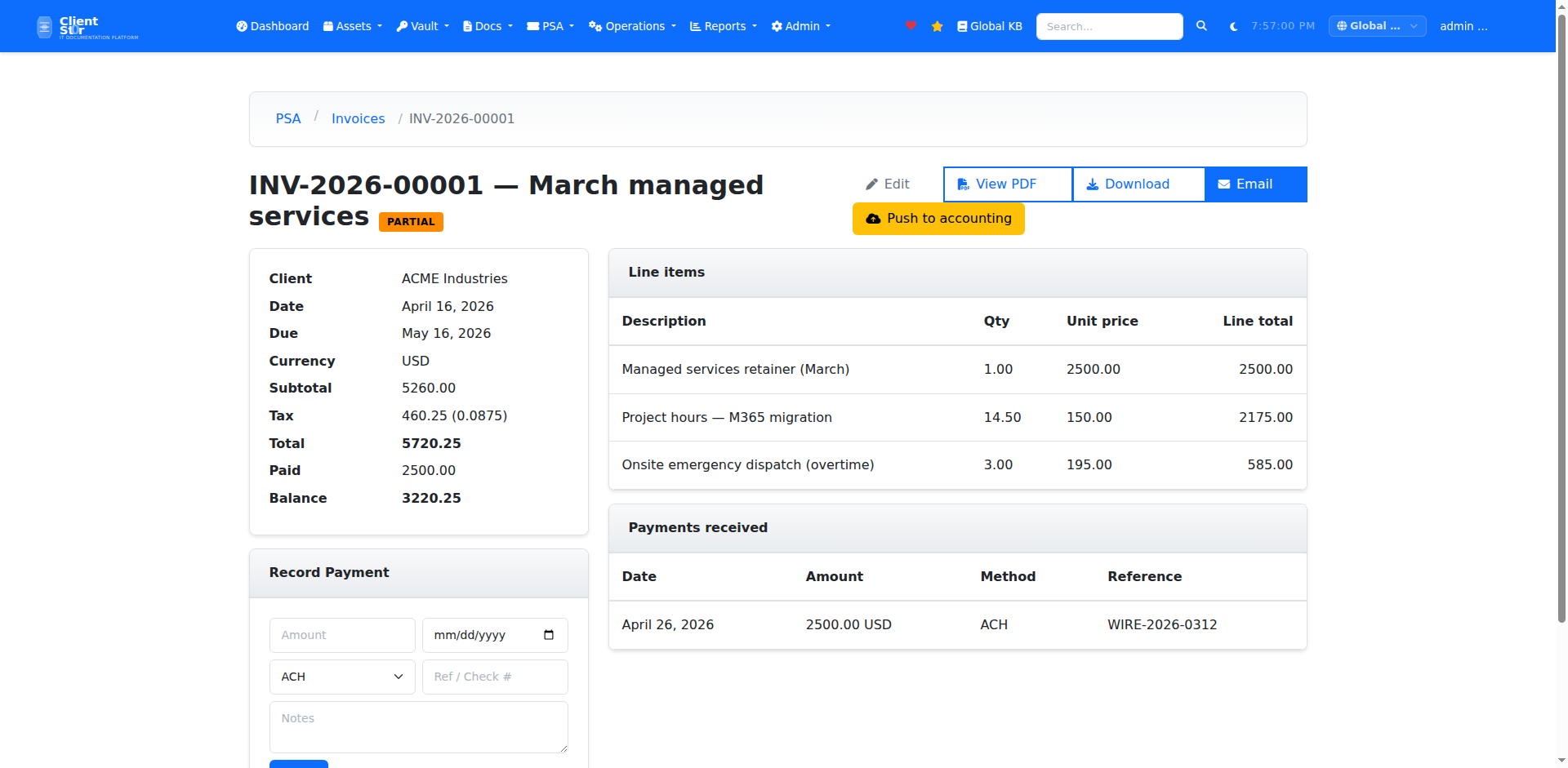 Invoice detail