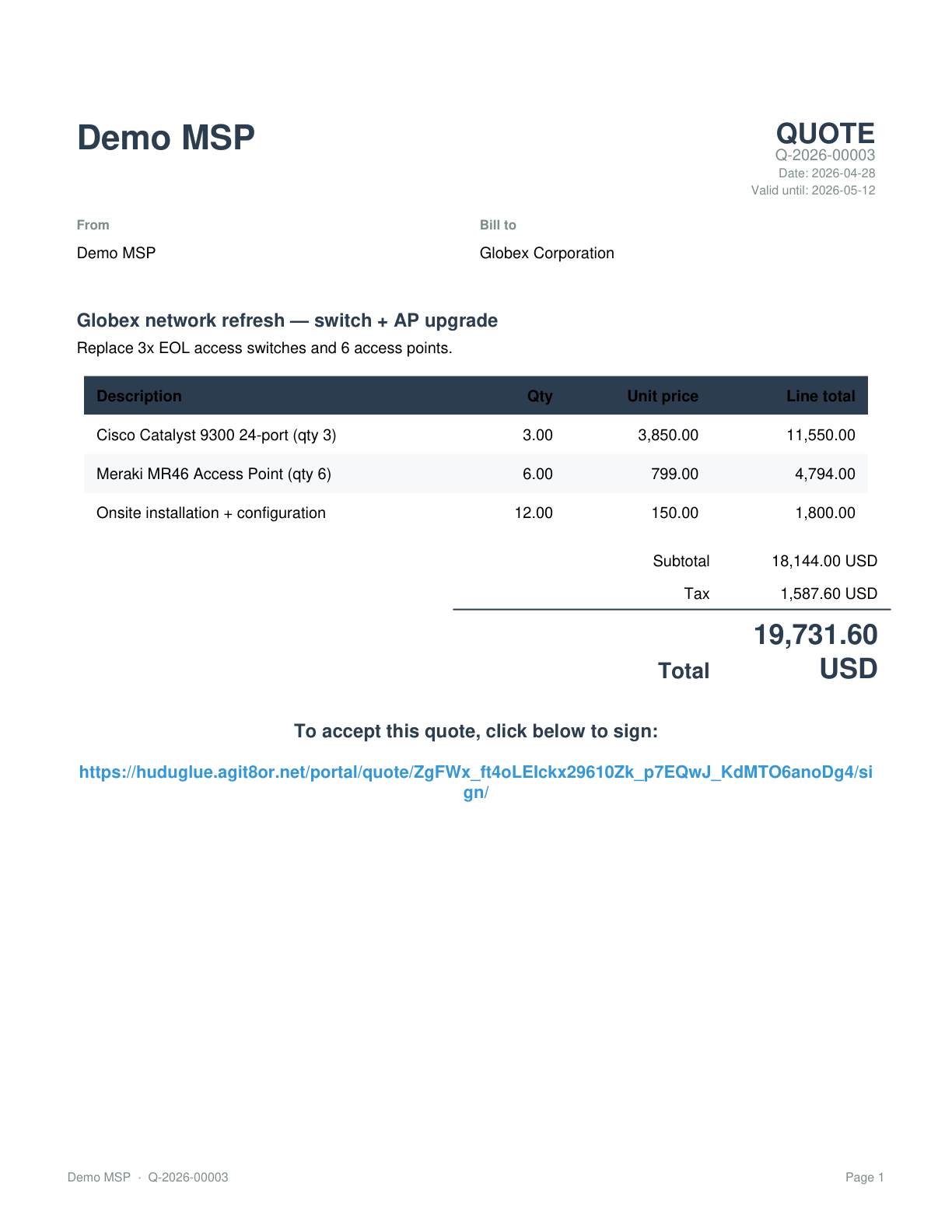 PDF quote