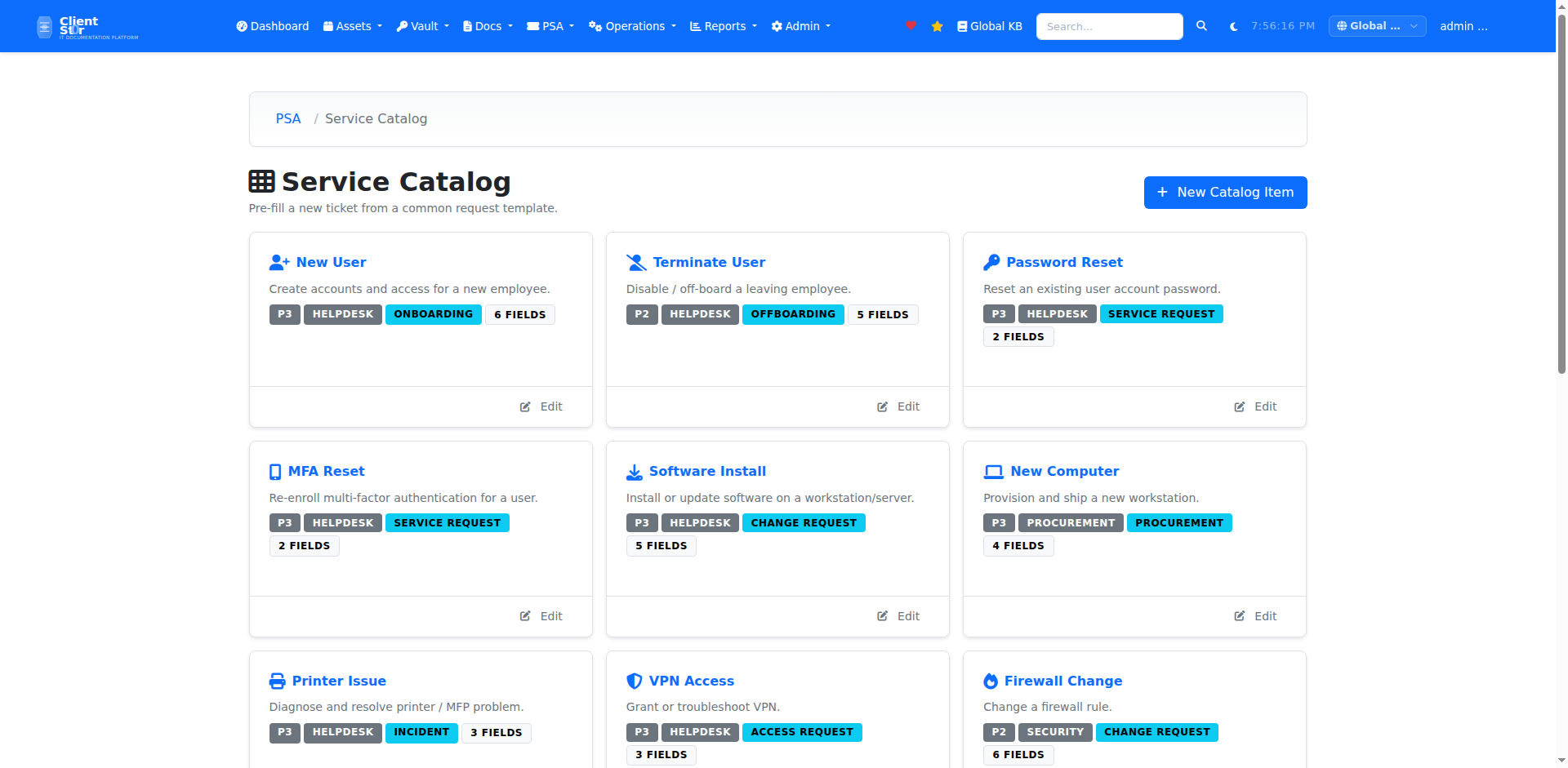Service catalog