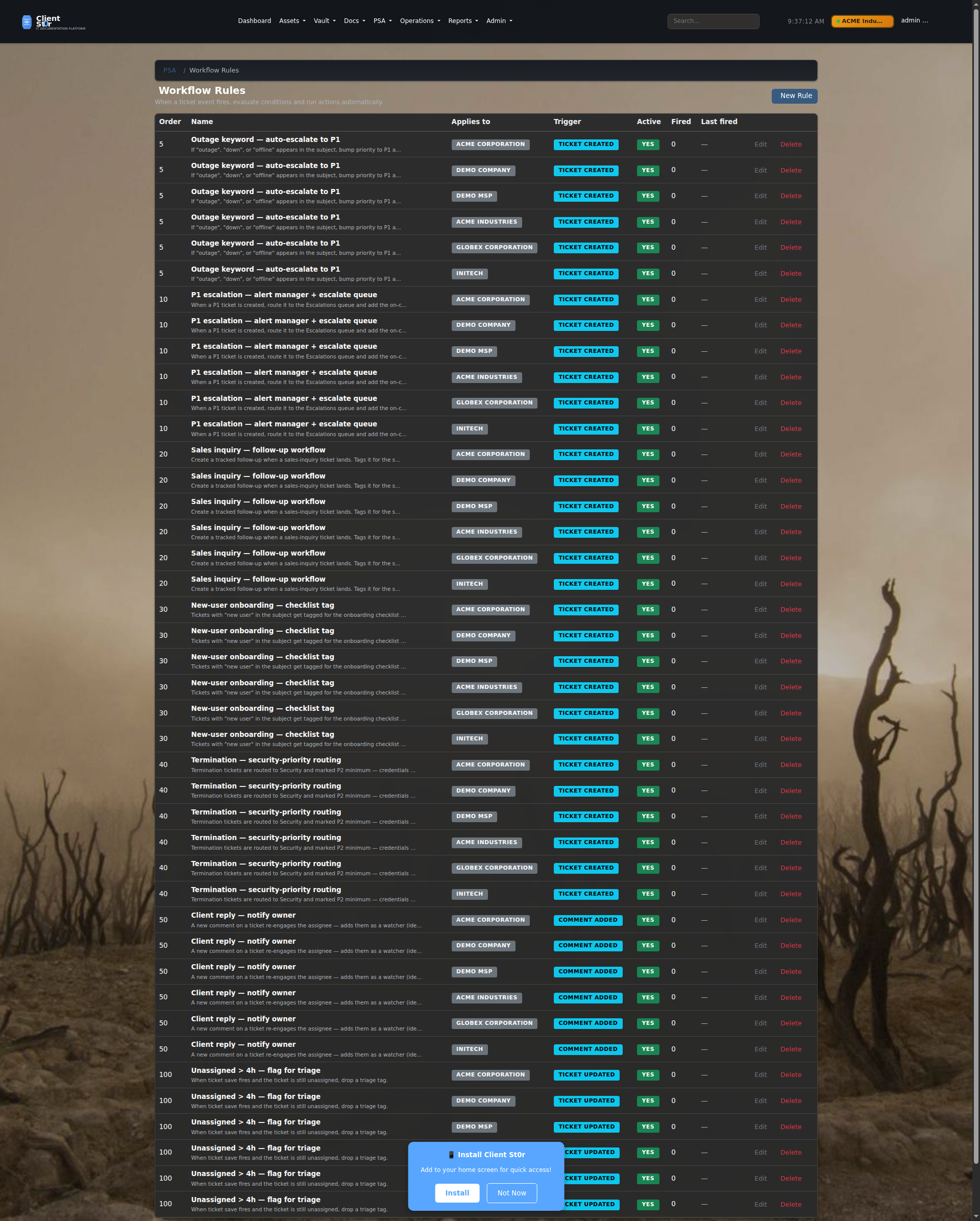 Workflow automation rules
