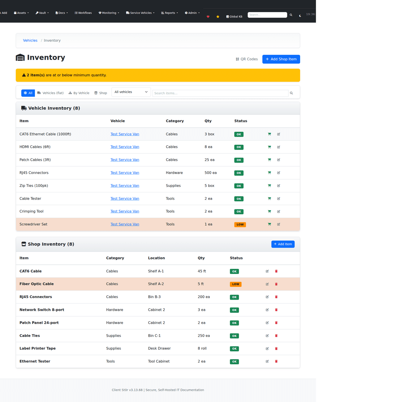 Vehicle inventory